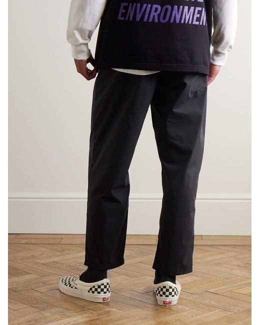(w)taps Blue Tapered Logo-Appliquéd Cotton-Blend Trousers for men