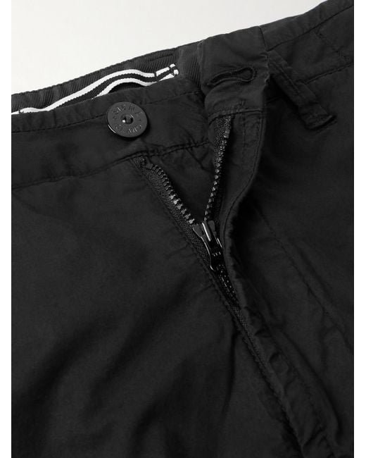 Shorts cargo a gamba dritta in tela di misto cotone con logo applicato di Stone Island in Black da Uomo