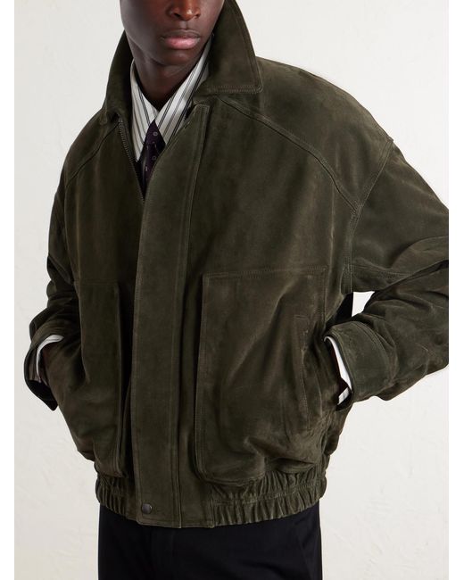 Saint Laurent Green Suede Blouson Jacket for men