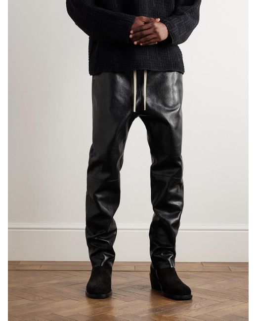 Fear Of God Black Straight-leg Full-grain Leather Trousers for men