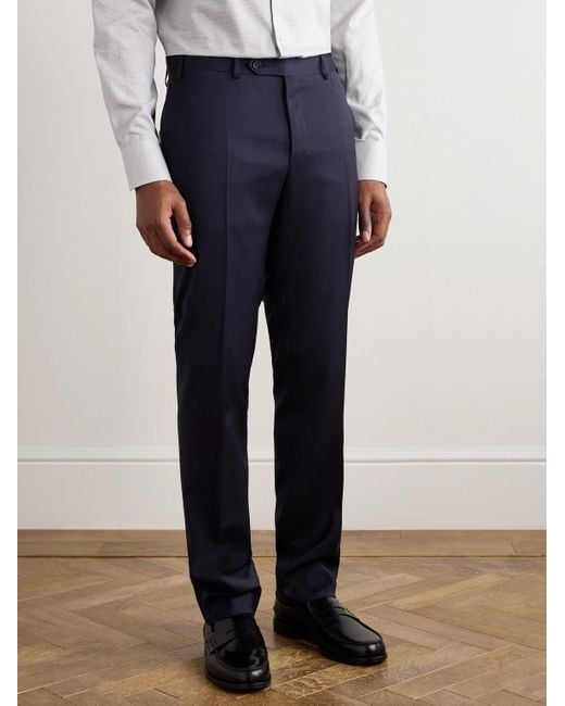 Canali Blue Slim-Fit Straight-Leg Super 130S Wool-Twill Suit Trousers for men