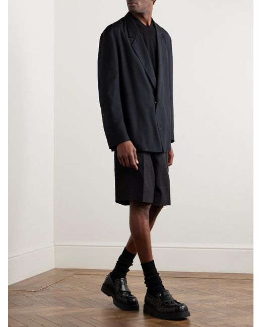 Zegna Black Oversized Unstructured Silk Blazer for men