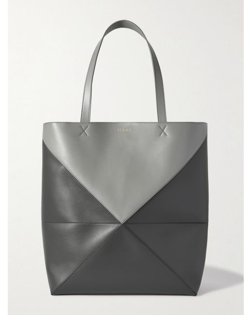 Loewe Gray Puzzle Large Two-tone Leather Tote Bag for men