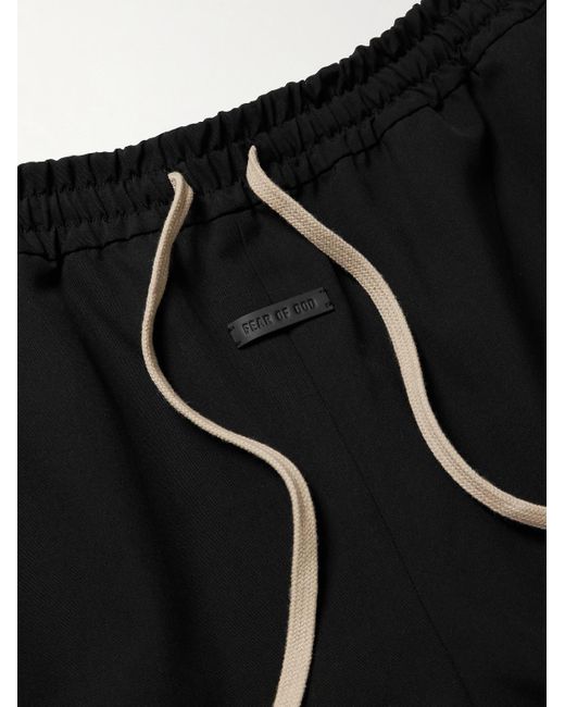 Fear Of God Gerade geschnittene Shorts aus einer Seiden-Schurwollmischung mit Kordelzugbund und Logoapplikation in Black für Herren