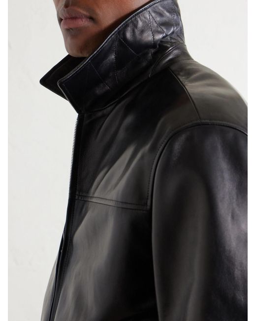 Canali Black Leather Jacket for men