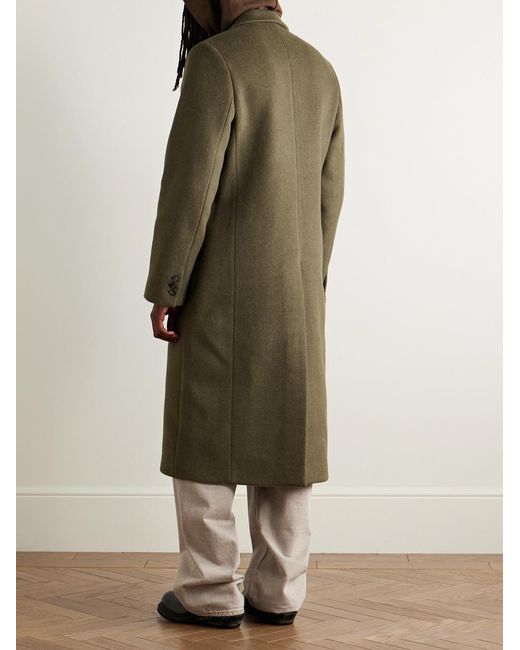 Our Legacy Green Robe Melton Wool-Blend Overcoat for men