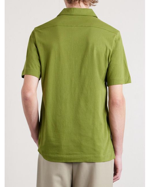 Dries Van Noten Green Cotton-Jersey Polo Shirt for men