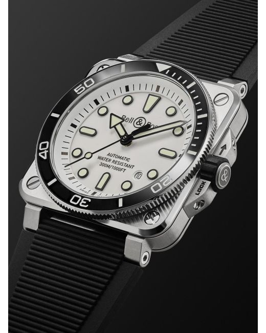 Bell & Ross Black Br-03 Diver Automatic Stainless Steel Watch, Ref. Br03A-D-Wh-St/Srb for men