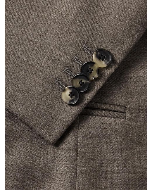 Caruso Brown Double-Breasted Wool-Twill Suit Jacket for men