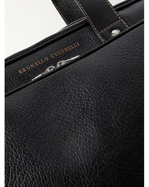 Brunello Cucinelli Black Full-grain Leather Briefcase for men