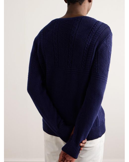 Pullover in misto lino e seta a trecce di Ralph Lauren Purple Label in Blue da Uomo