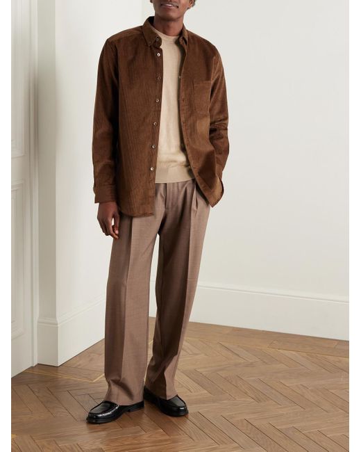 Portuguese Flannel Brown Lobo 2.0 Button-down Collar Cotton-corduroy Shirt for men