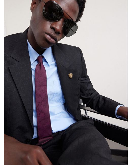 Gucci Purple 7Cm Logo-Jacquard Cotton And Silk-Blend Twill Tie for men