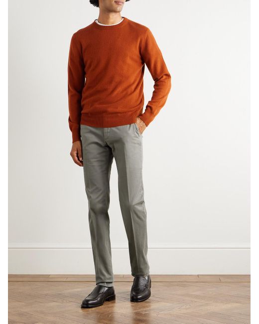 Slowear Gray Incotex Straight-leg Cotton-blend Twill Trousers for men