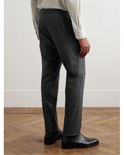 Incotex Gray Tapered Pleated Wool And Cashmere-Blend Trousers for men
