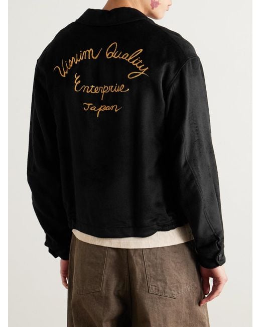 Visvim Black Norad Embroidered Brushed-Silk Blouson Jacket for men