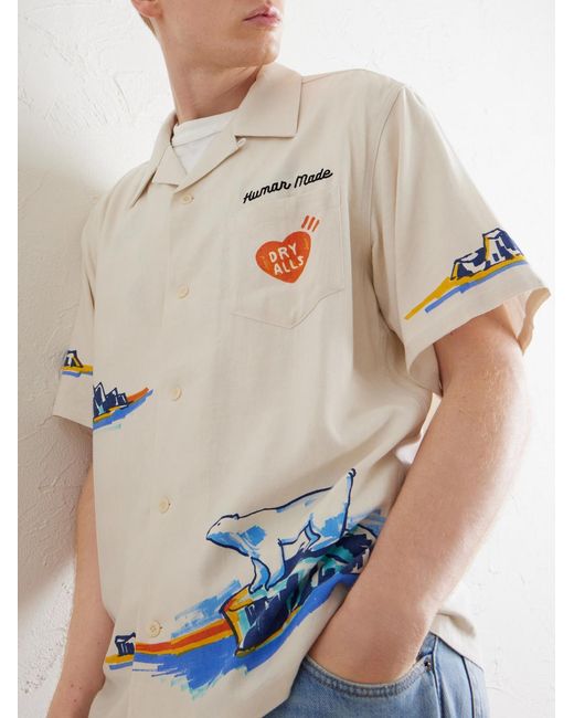 Human Made White Camp-collar Printed Poplin Shirt for men