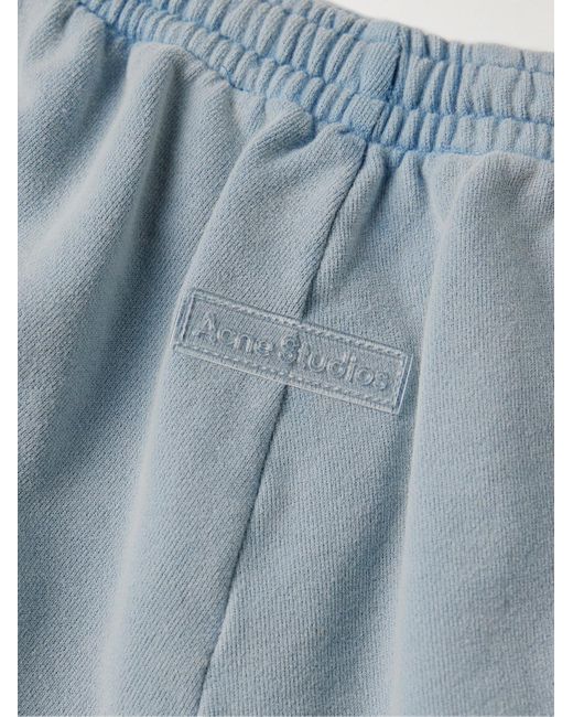 Acne Blue Tapered Logo-appliquéd Cotton-jersey Sweatpants for men