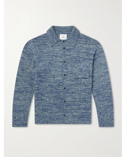 The Elder Statesman Blue Knitted-cashmere And Silk-bend Cardigan for men