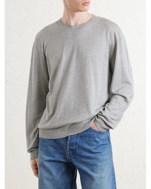 The Elder Statesman Gray Libeccio Wool, Silk And Linen-Blend Sweater for men