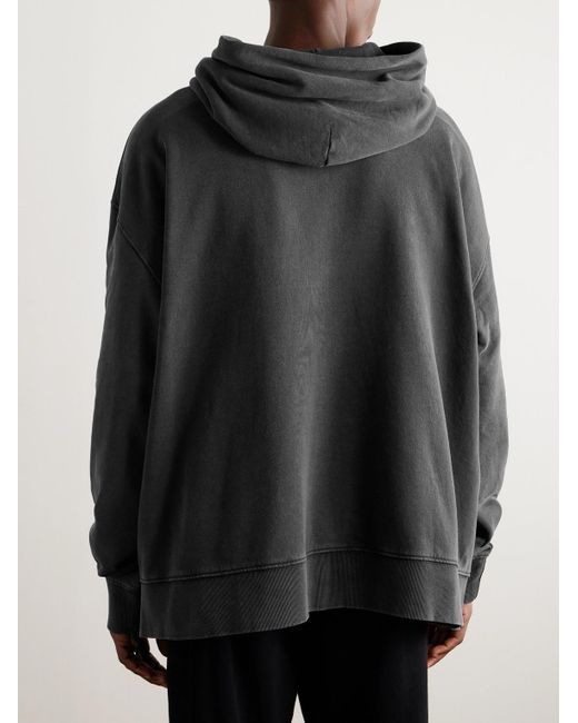 Maison Margiela Black Oversized Logo-embroidered Garment-dyed Cotton-jersey Hoodie for men