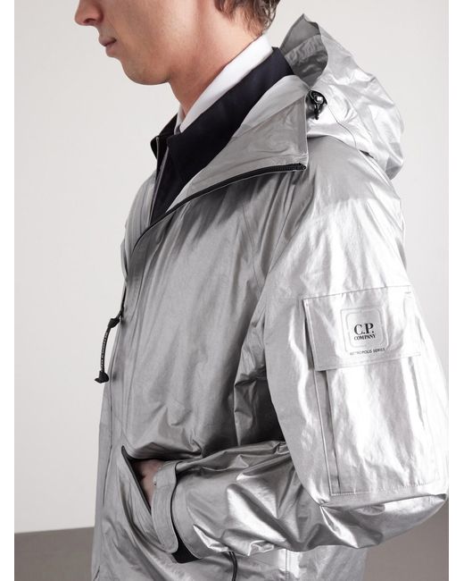 C P Company Gray Metropolis Metallic Shell Hooded Jacket for men