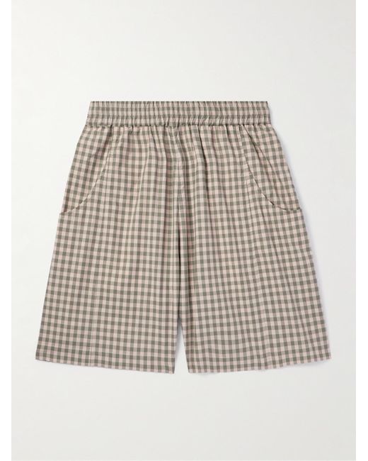 Nicholas Daley Natural Wide-leg Gingham Cotton Shorts for men