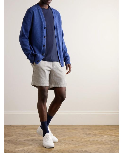 Mr P. Gray Slim-Fit Straight-Leg Striped Cotton Bermuda Shorts for men