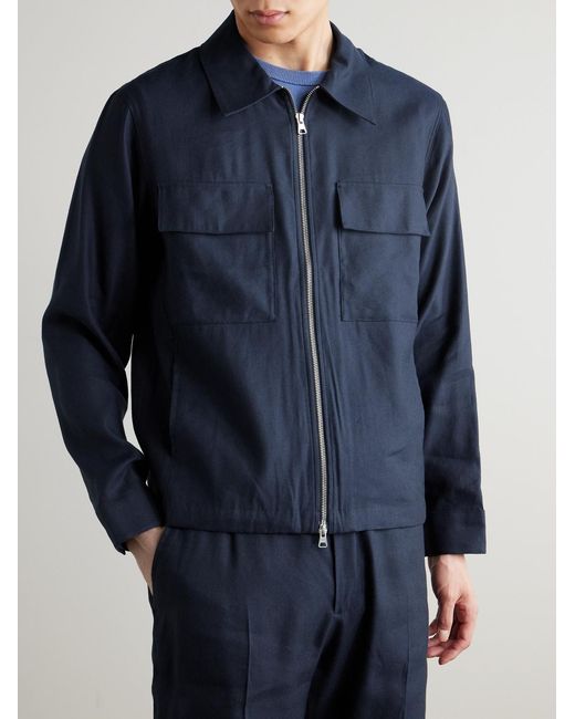 Alban 1808 Lenzing Ecovero And Linen-Blend Jacket di NN07 in Blue da Uomo