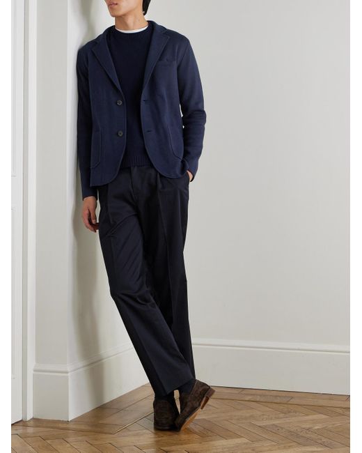 N.Peal Cashmere Blue Stanley Tucci Cashmere Cotton, Silk And Cashmere-Blend Blazer for men