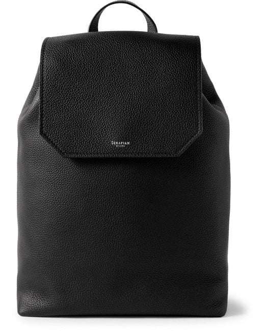 Serapian Day Full-grain Leather Backpack in Black for Men | Lyst