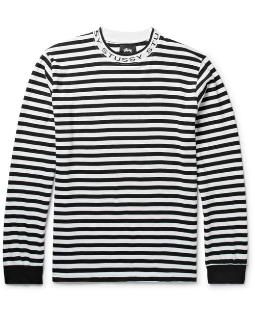 Stussy Black Striped Cotton-jersey T-shirt for men