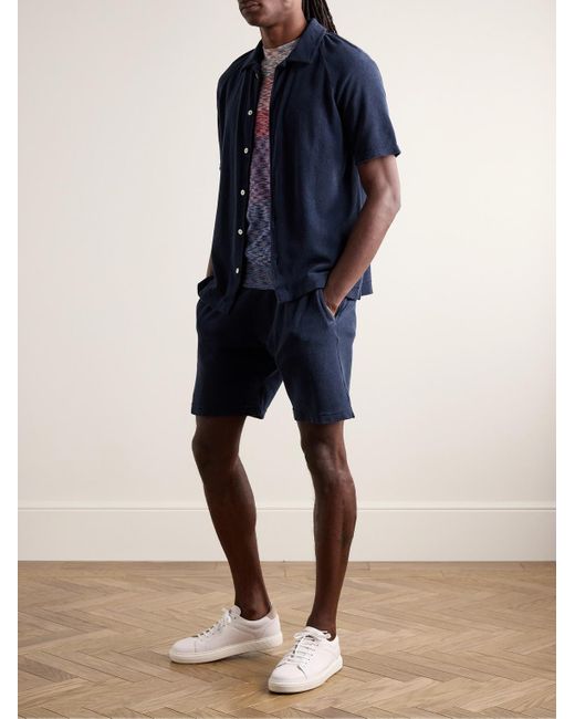 Massimo Alba Blue Bryan Straight-leg Cotton-blend Terry Shorts for men