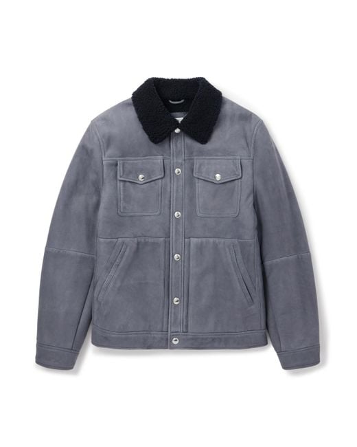 Brunello Cucinelli Blue Shearling Jacket for men