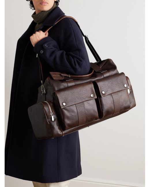 Brunello Cucinelli Brown Winter Escape Full-grain Leather Duffle Bag for men