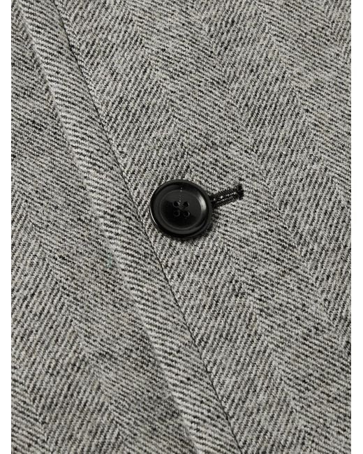 Paul Smith Gray Herringbone Wool-Blend Coat for men