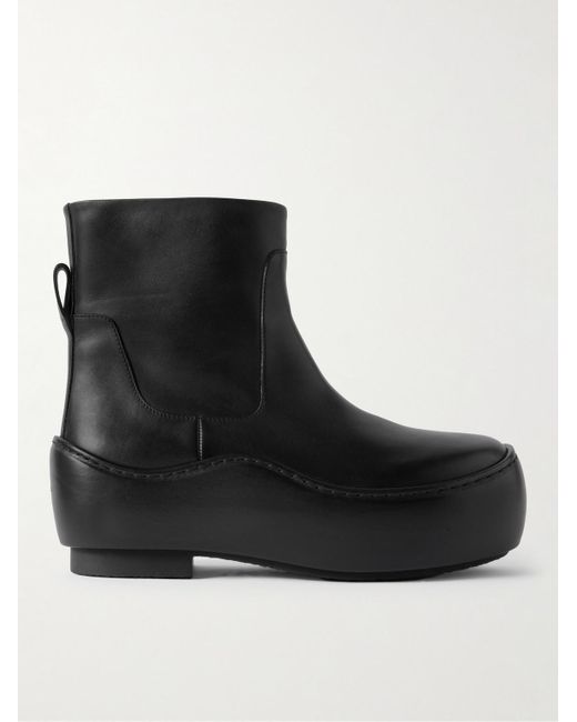 Jil Sander Black Exaggerated-Sole Leather Chelsea Boots for men