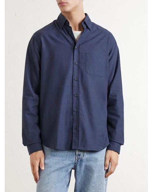 Sease Blue Cotton-Flannel Shirt for men