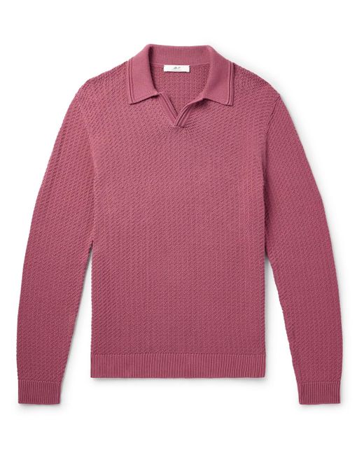 Mr P. Pink Textured Organic Cotton Polo Shirt for men