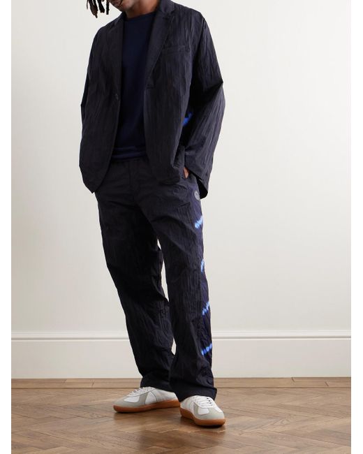 Blue Blue Japan Blue Straight-leg Tie-dyed Panelled Nylon Trousers for men