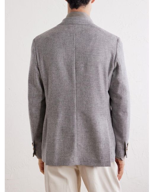 De Petrillo Gray Posillipo Wool And Cashmere-Blend Blazer for men
