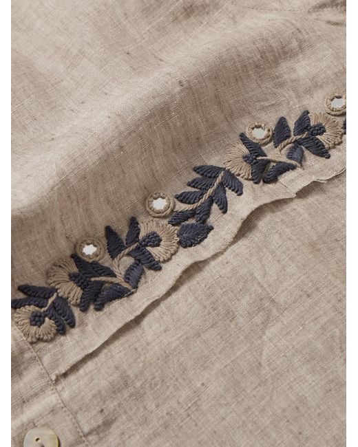 Kartik Research Natural Embroidered Linen Shirt for men
