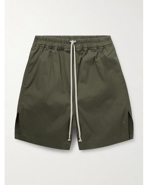 Rick Owens Green Straight-Leg Cotton-Blend Poplin Drawstring Shorts for men