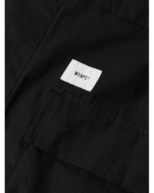 Overshirt in cotone ripstop con logo ricamato di (w)taps in Black da Uomo