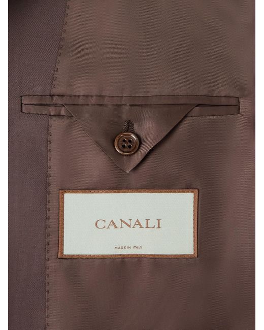 Canali Brown Double-Breasted Wool-Twill Suit Jacket for men