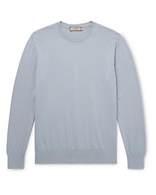 Canali Gray Cotton Sweater for men