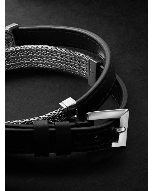 John Hardy Black Sterling And Leather Bracelet for men