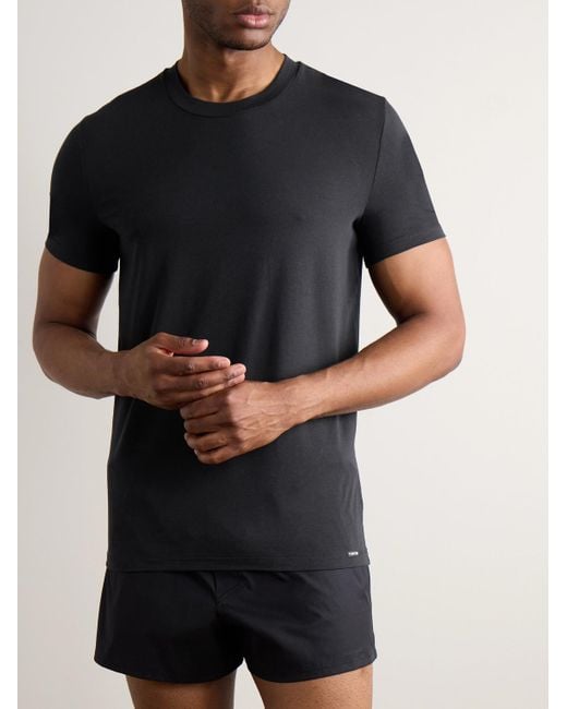 Tom Ford Black Slim-Fit Stretch Cotton And Modal-Blend T-Shirt for men