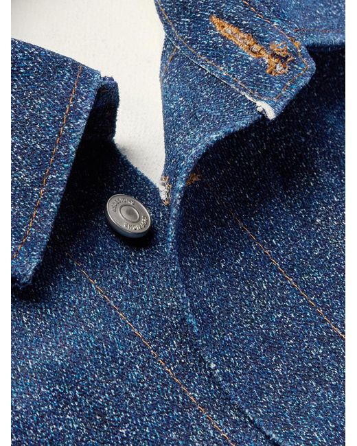 4SDESIGNS Jacke aus bedrucktem Nubukleder in Blue für Herren