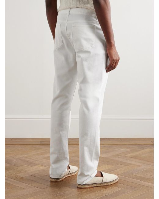 Frescobol Carioca Columbo gerade geschnittene Hose aus Twill aus einer Baumwollmischung in White für Herren